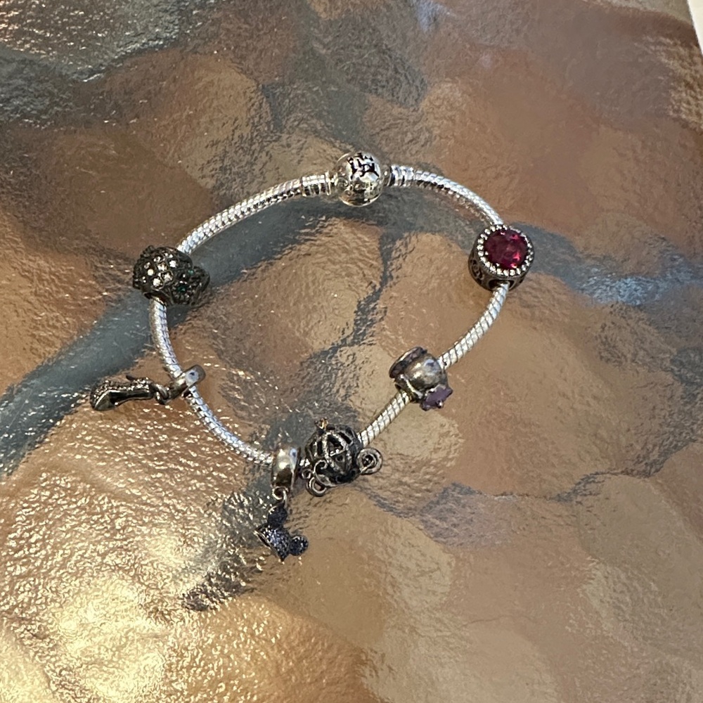 Pandora Silver Disney Brand Bracelet with 6 Charms